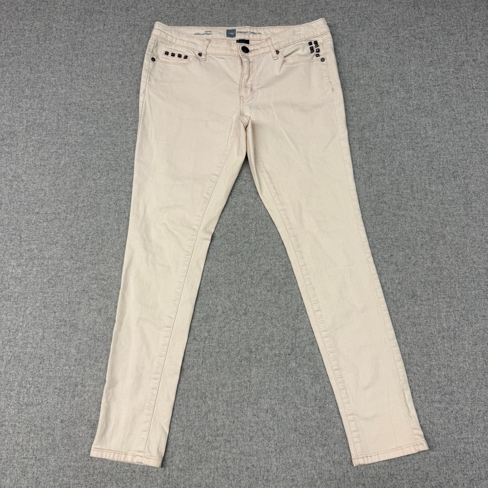 Mossimo Premium Denim Skinny Jeans Size 8 Pink Studded Fit 3 Stretch Casual Pant